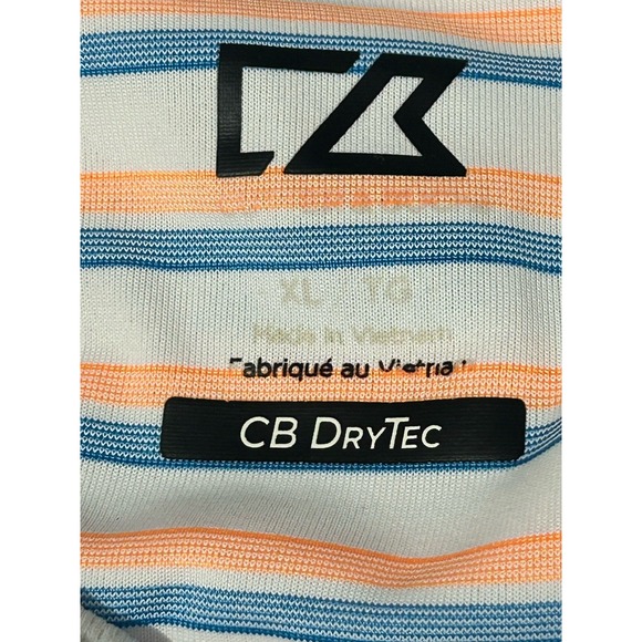Cutter & Buck Mens Polo Shirt Sz XL Blue Striped Golf Stretch Performance Active - Picture 11 of 12